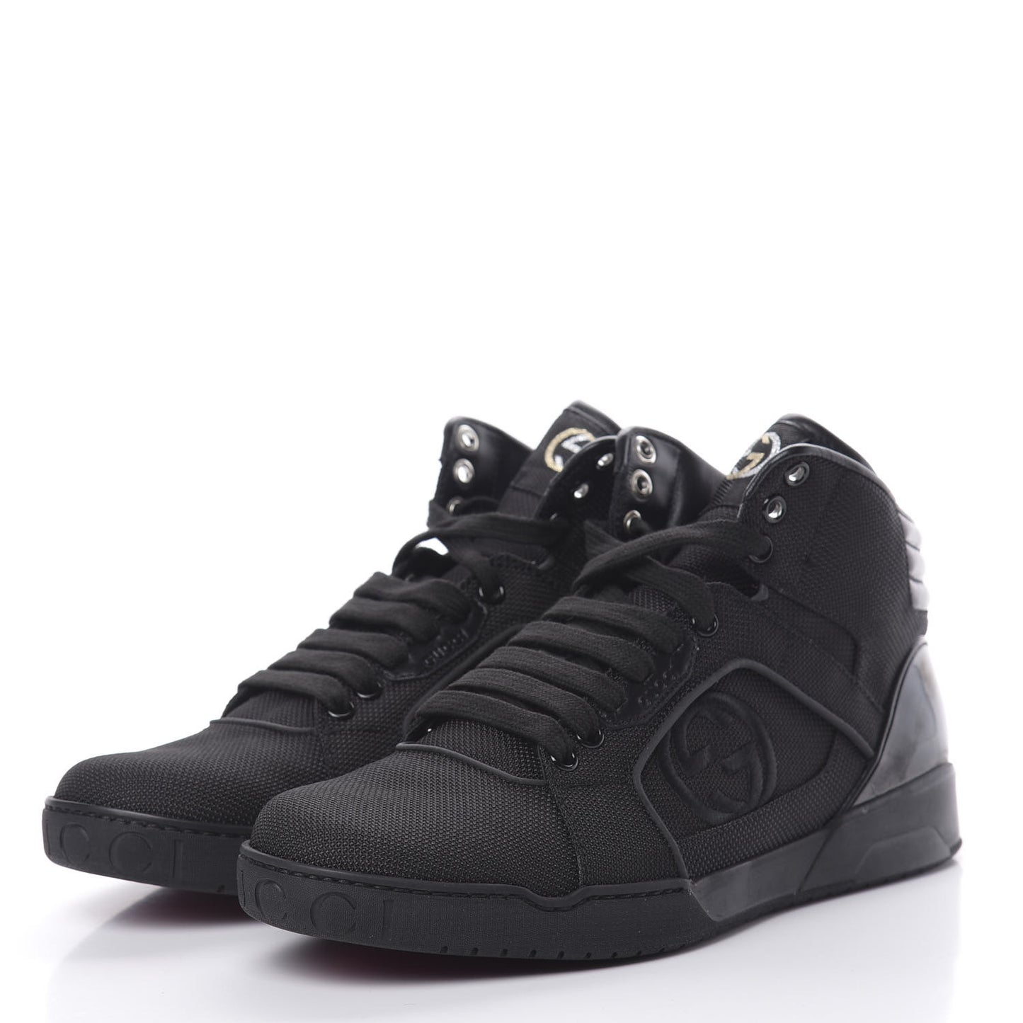 Baling Fabric Nappa Moorea Interlocking G Mens High Top Sneakers 6 Black