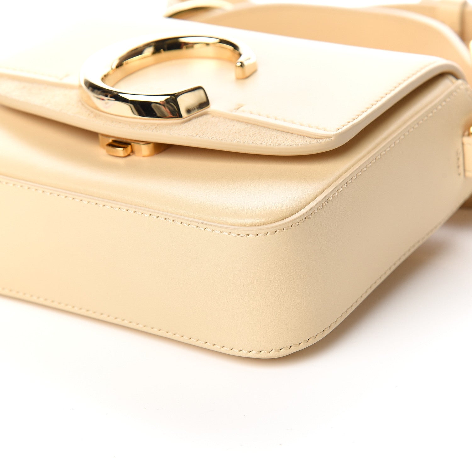 Chloe Shiny Calfskin Suede Mini C Double Carry Blondie Beige 9 of 10