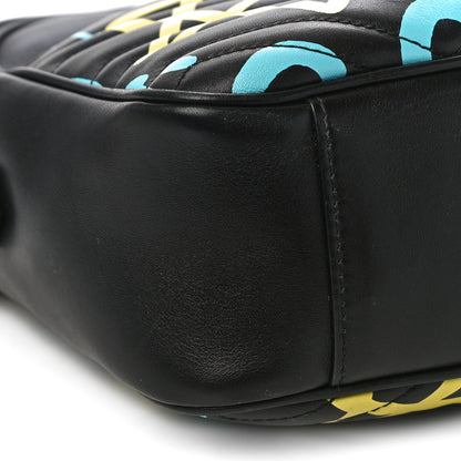 Gucci Calfskin Matelasse GucciGhost Medium GG Marmont Chain Shoulder Bag Black New Acquamarine 9 of 10
