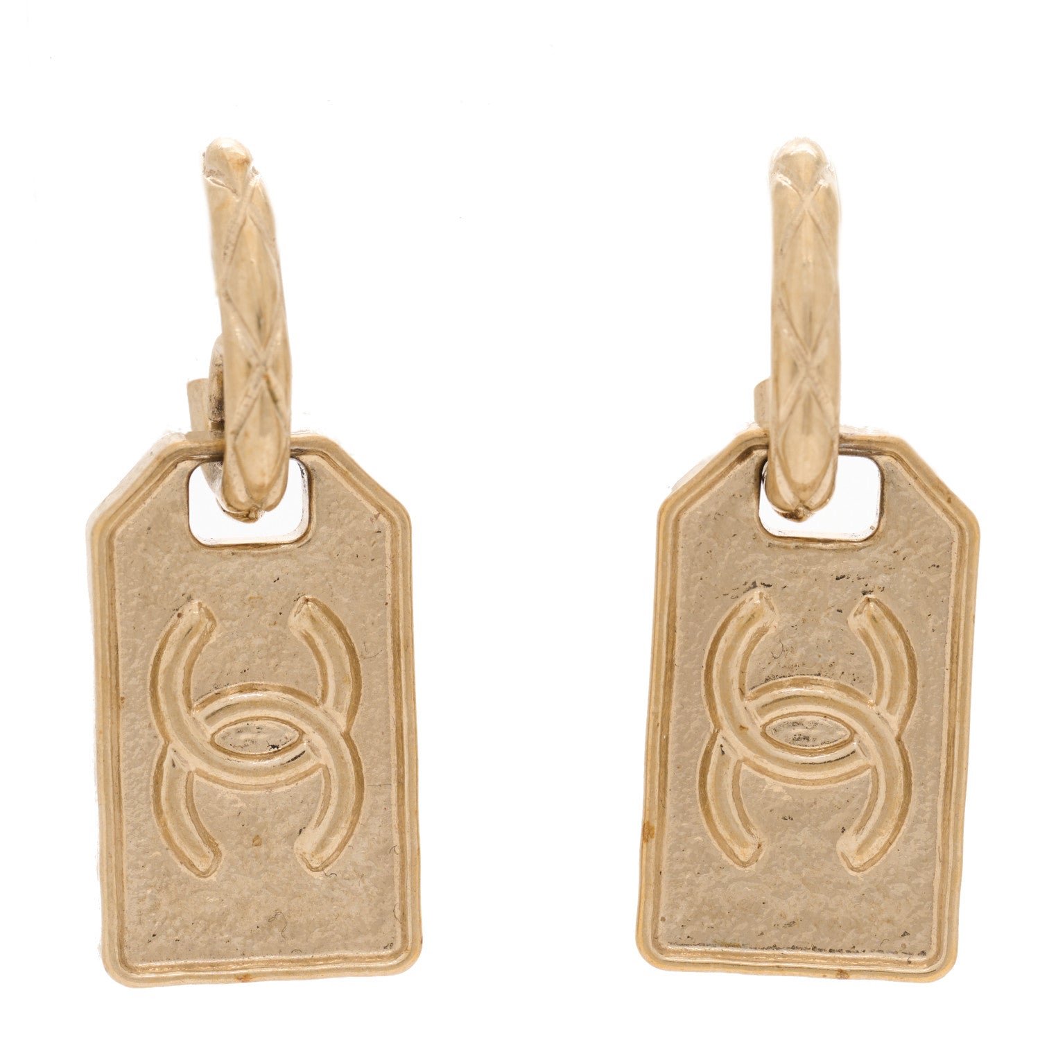 Chanel CC Tag Drop Earrings Gold 1 of 3