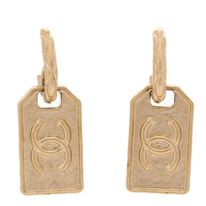 Chanel CC Tag Drop Earrings Gold 1 of 3