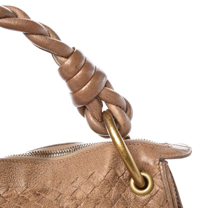 Bottega Veneta Metallic Goatskin Intrecciato Braided Zip Hobo Gold 16 of 22
