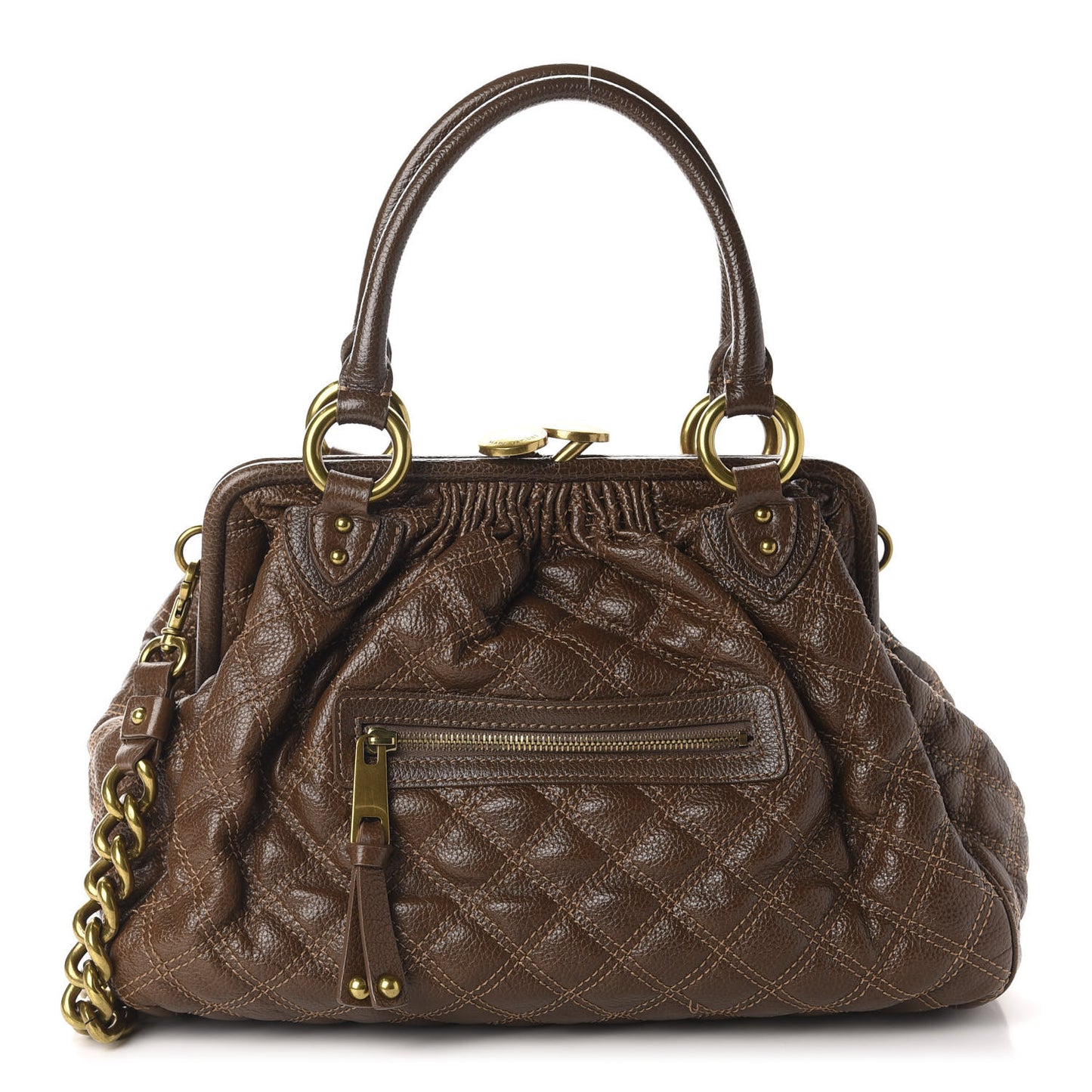 Calfskin Quilted Stam Brown