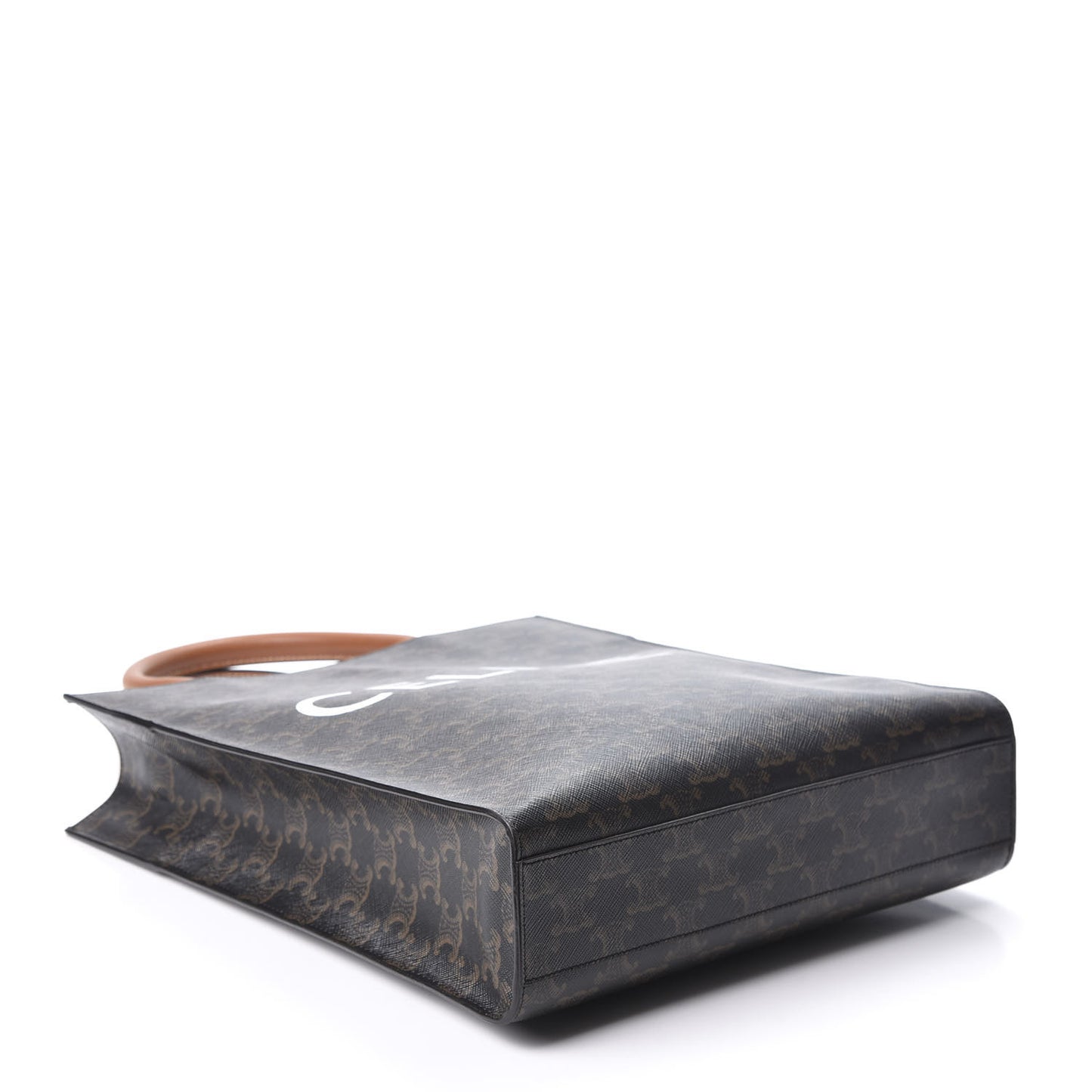 Triomphe Canvas Calfskin Small Vertical Cabas Tan