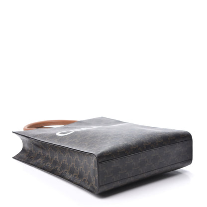Celine Triomphe Canvas Calfskin Small Vertical Cabas Tan 3 of 7