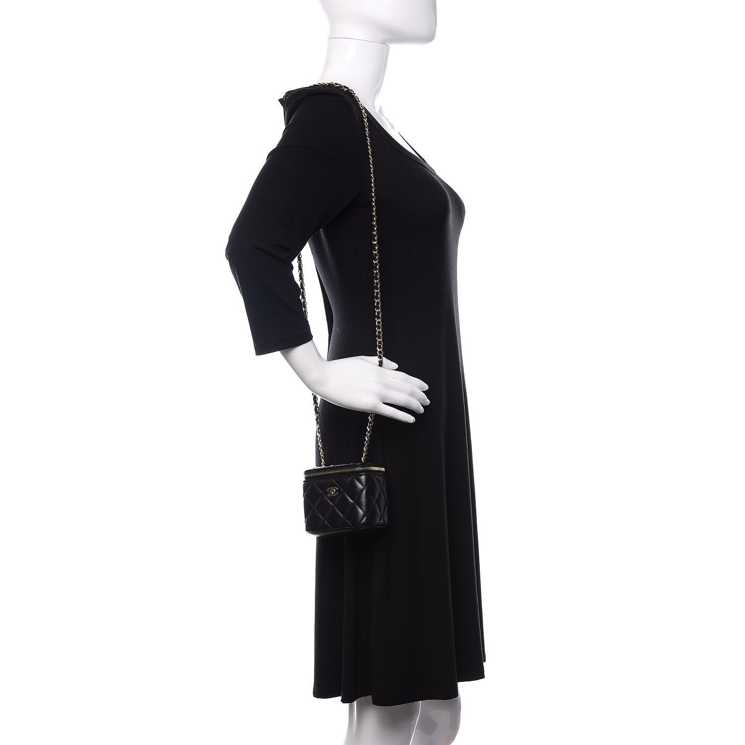 Chanel Lambskin Quilted Mini Vanity Case With Chain Black 2 of 11