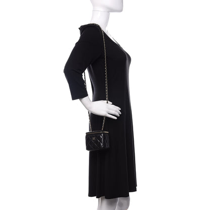 Chanel Lambskin Quilted Mini Vanity Case With Chain Black 2 of 11
