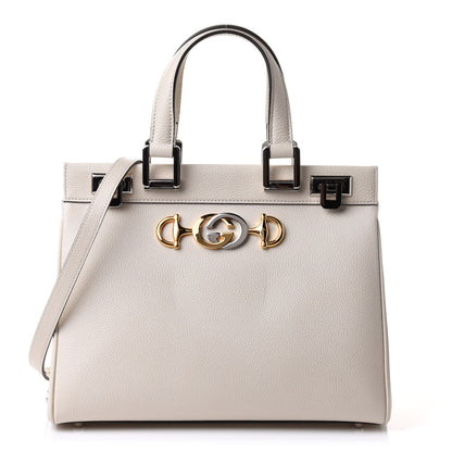 Gucci Grainy Calfskin Small Zumi Top Handle Bag Mystic White 1 of 11