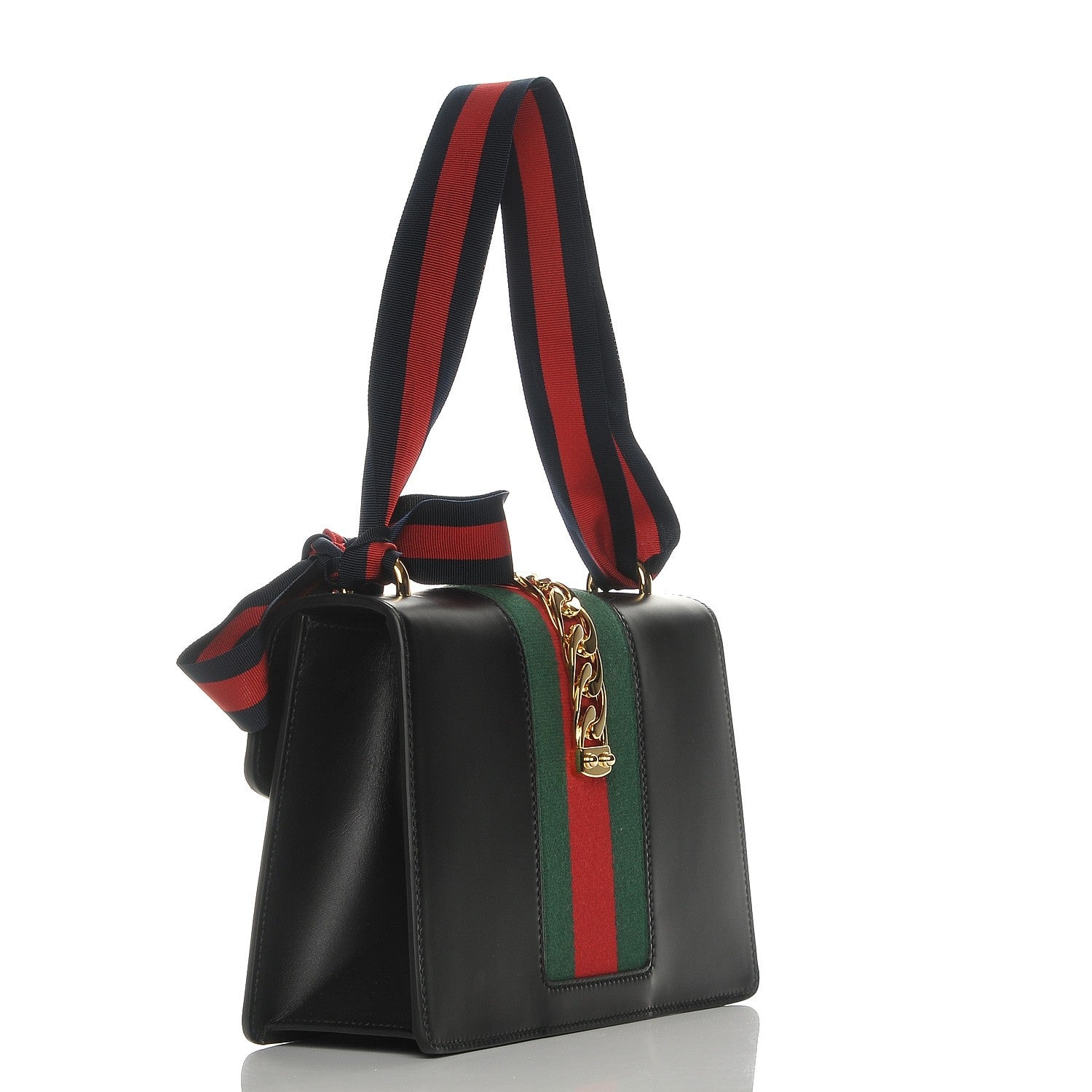 Gucci Calfskin Small Sylvie Shoulder Bag Black 3 of 8