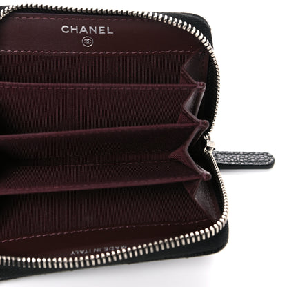 Chanel Caviar Chevron Quilted Zip Coin Purse Black 5 of 13
