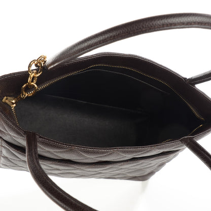 Chanel Caviar Quilted Medallion CC Tote Dark Brown 5 of 7