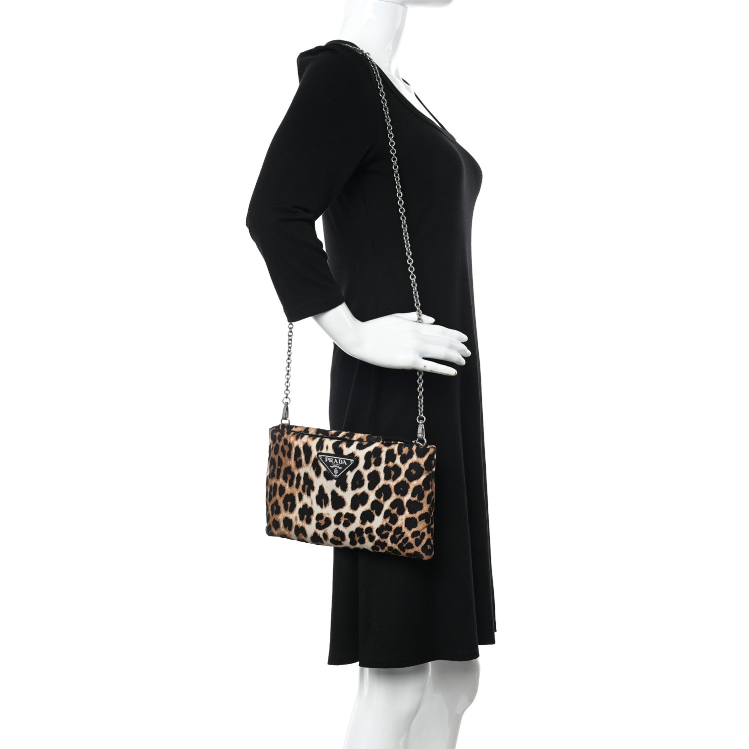 Prada Tessuto Soft Nylon Leopard Print Crossbody Avorio 2 of 10