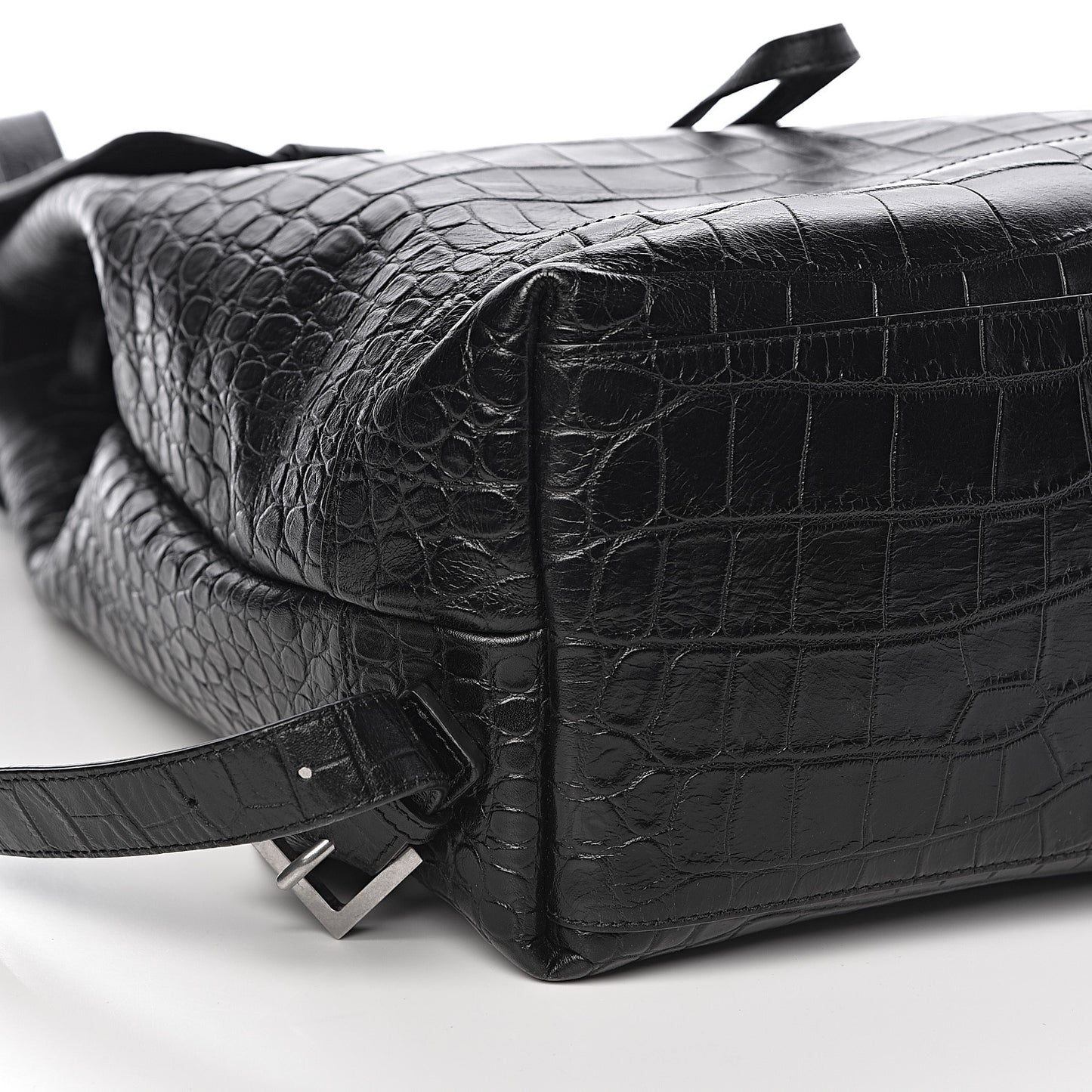 Calfskin Crocodile Embossed Sac De Jour Backpack Black