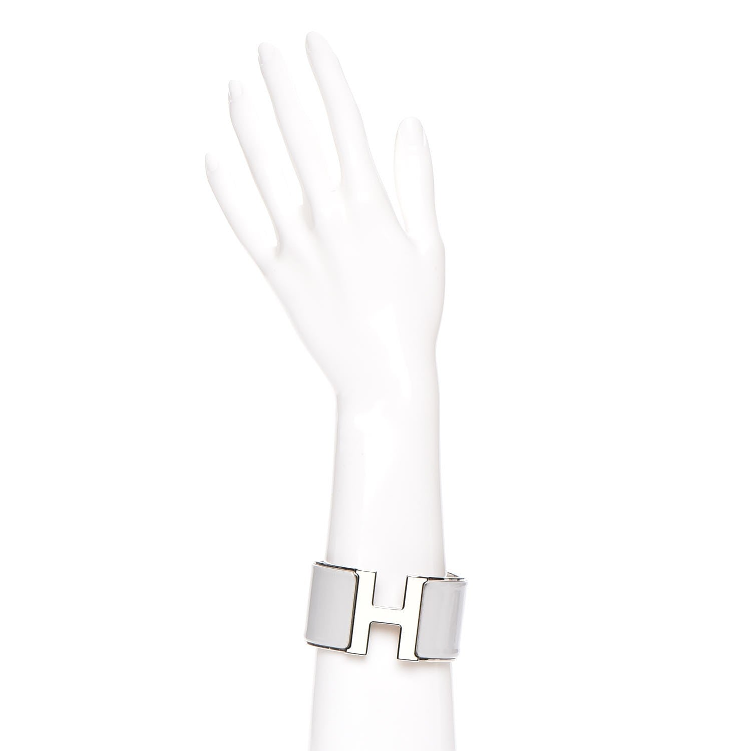 Hermes Extra Wide Clic Clac H Bracelet GM Gris Clair White 2 of 5