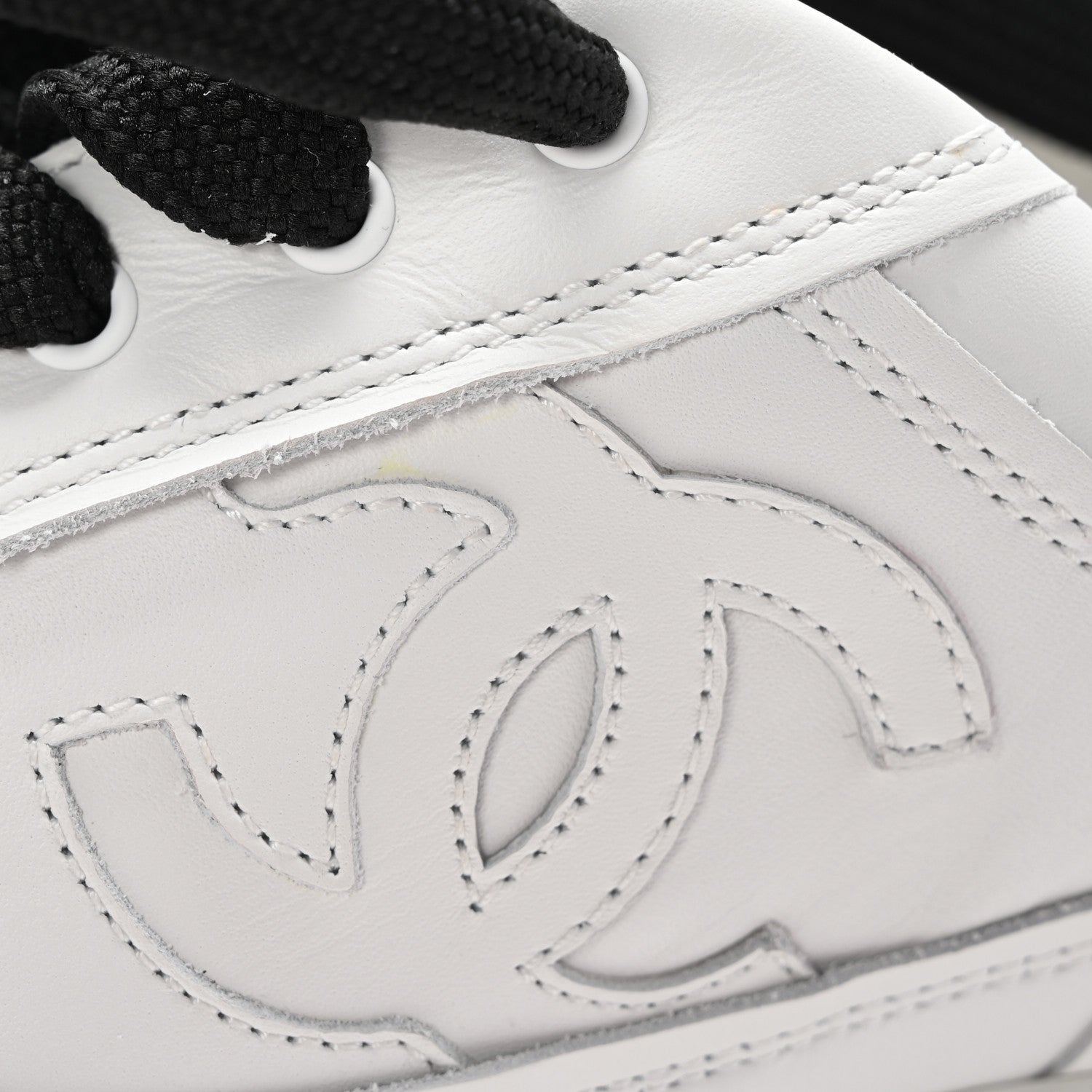 Chanel Calfskin CC Womens Sneakers 40 White Black 10 of 13