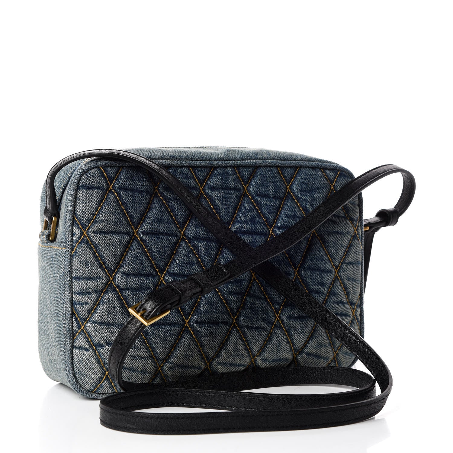 Saint Laurent Denim Matelasse Quilted Summer Embroidered Classic Monogram Camera Bag Blue 3 of 7
