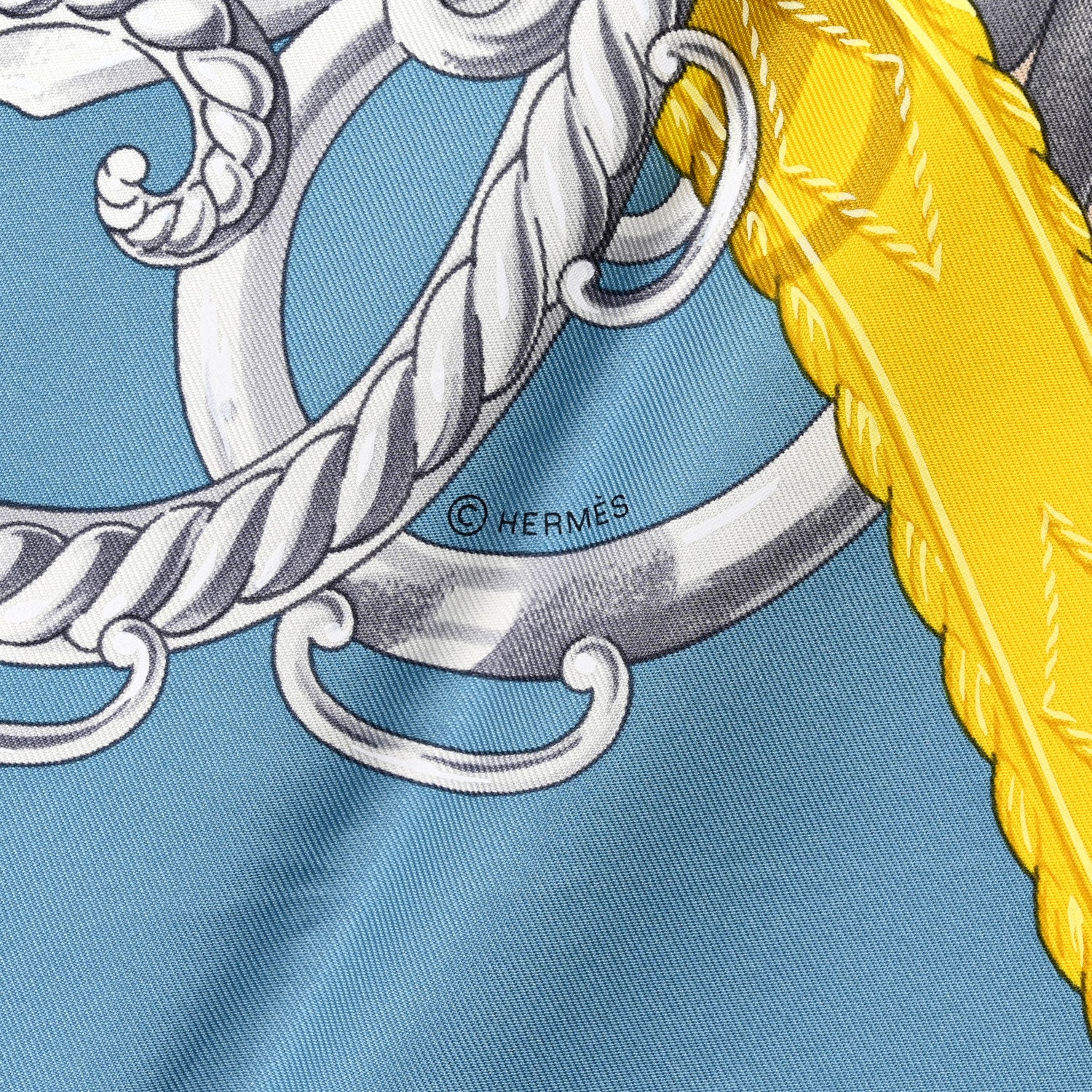 Hermes Silk Lift Profile Scarf 90 Marine Bleu Glacier 4 of 6