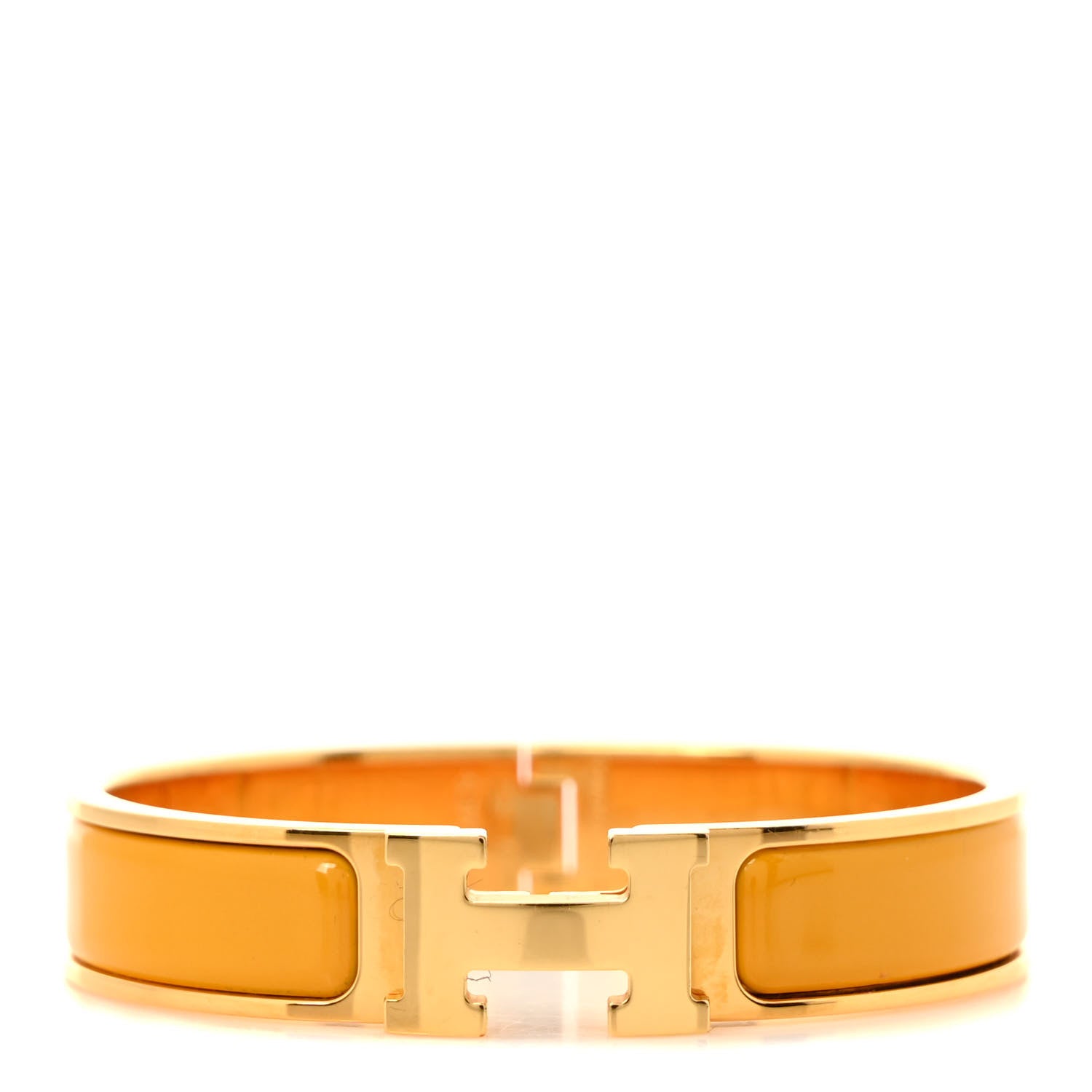 Hermes Enamel Narrow Clic Clac H Bracelet PM Jaune Madras 1 of 4