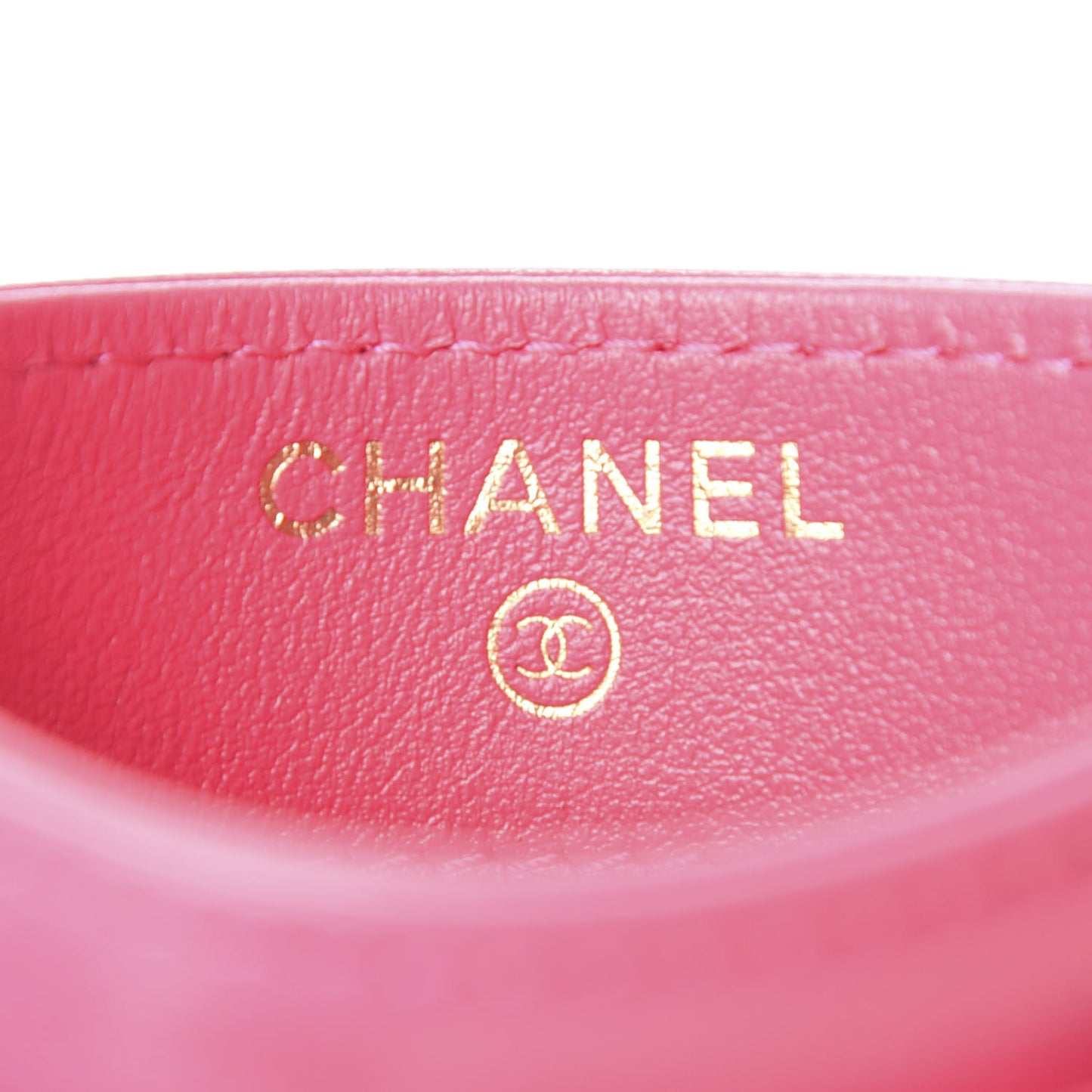 Lambskin Quilted Chanel 19 Card Holder Dark Pink