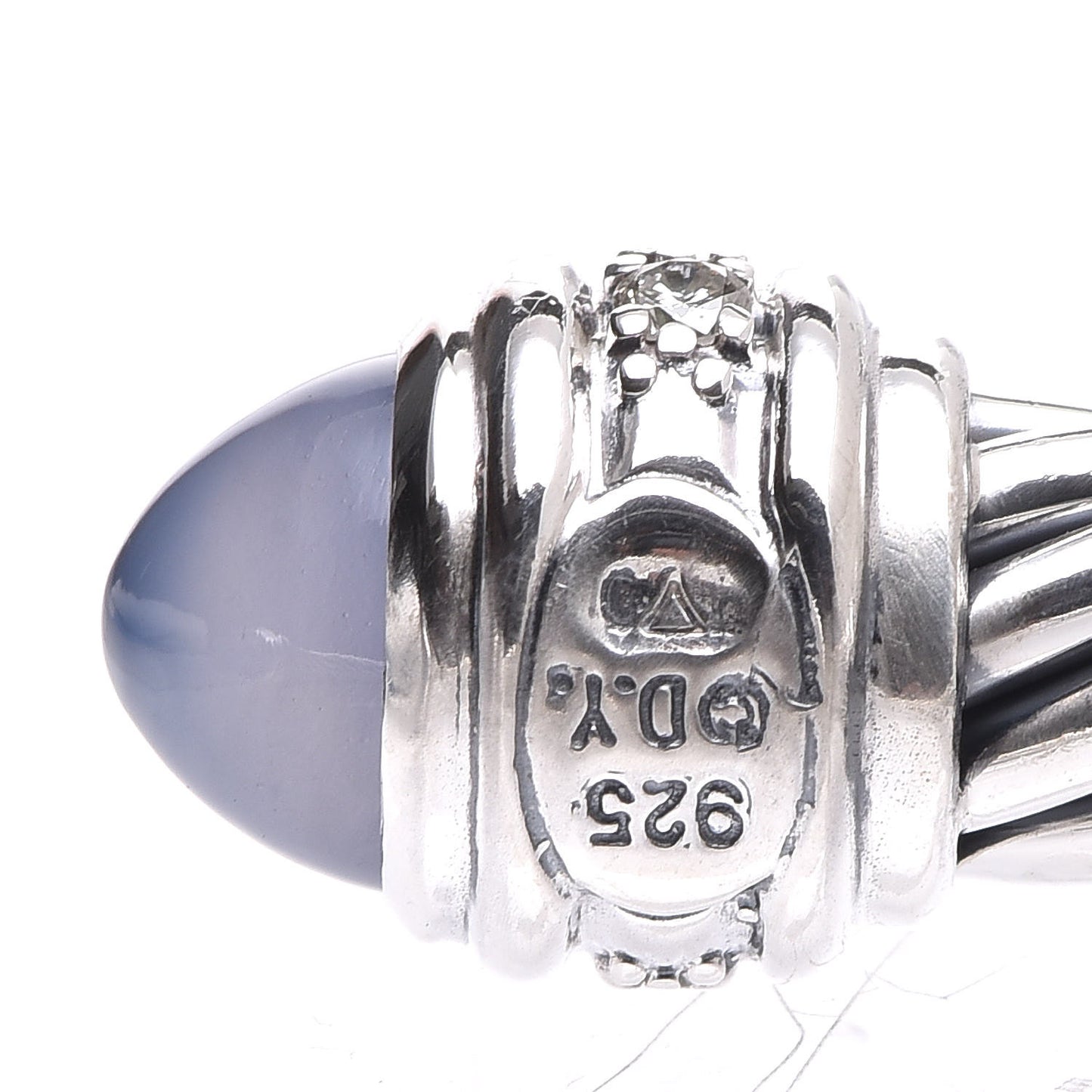 Sterling Silver Diamond Chalcedony 7mm Cable Classics Bracelet