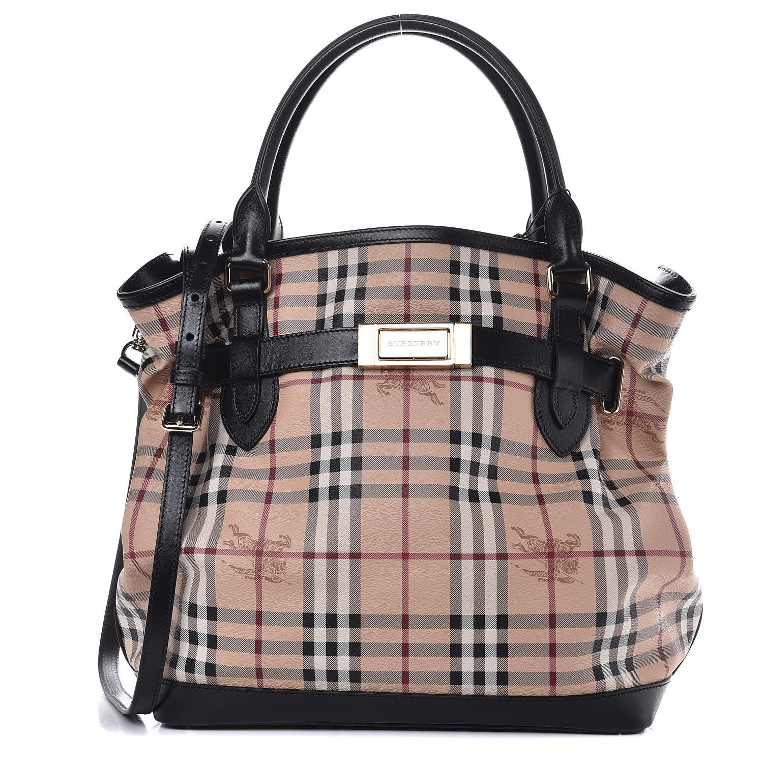 Burberry Haymarket Check Medium Golderton Tote Black 1 of 7
