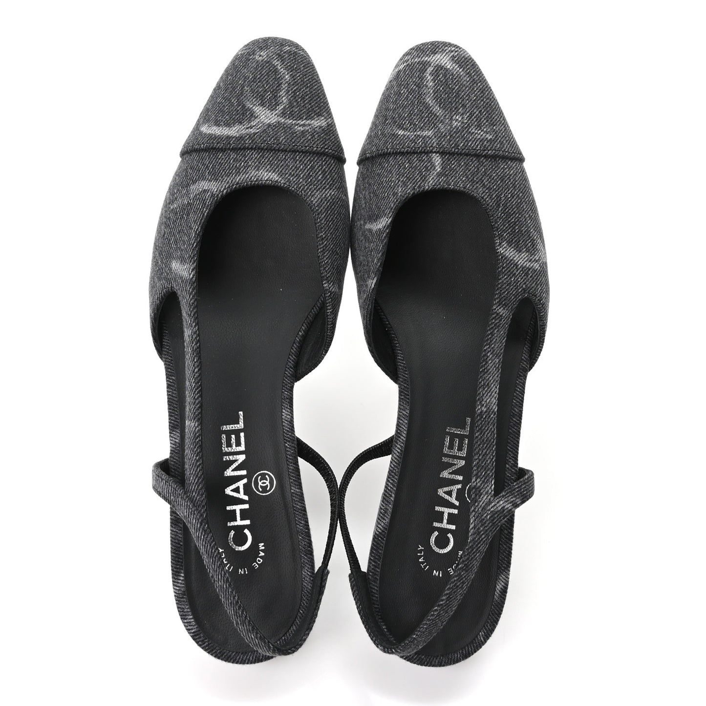 Denim Cap Toe CC Slingback Flats 38.5 Charcoal Black