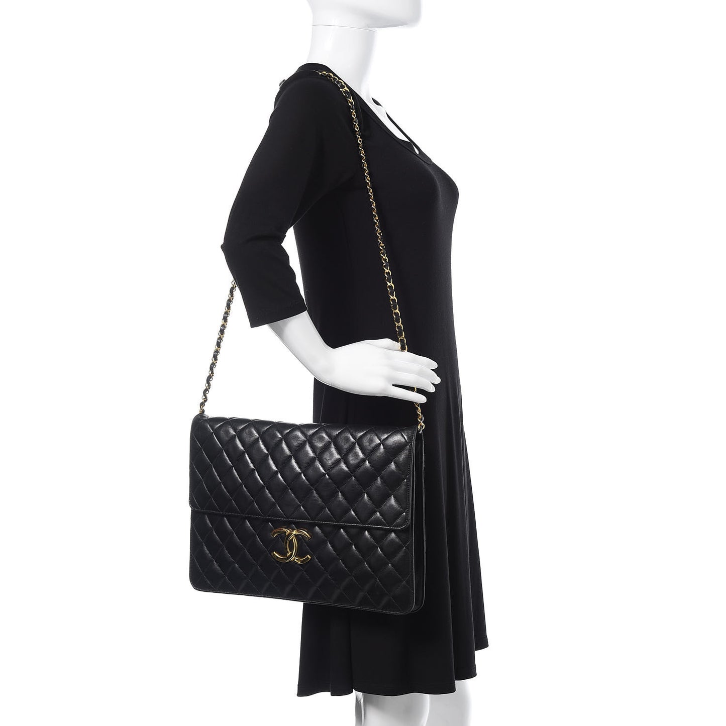 Lambskin Quilted Portfolio Flap Black