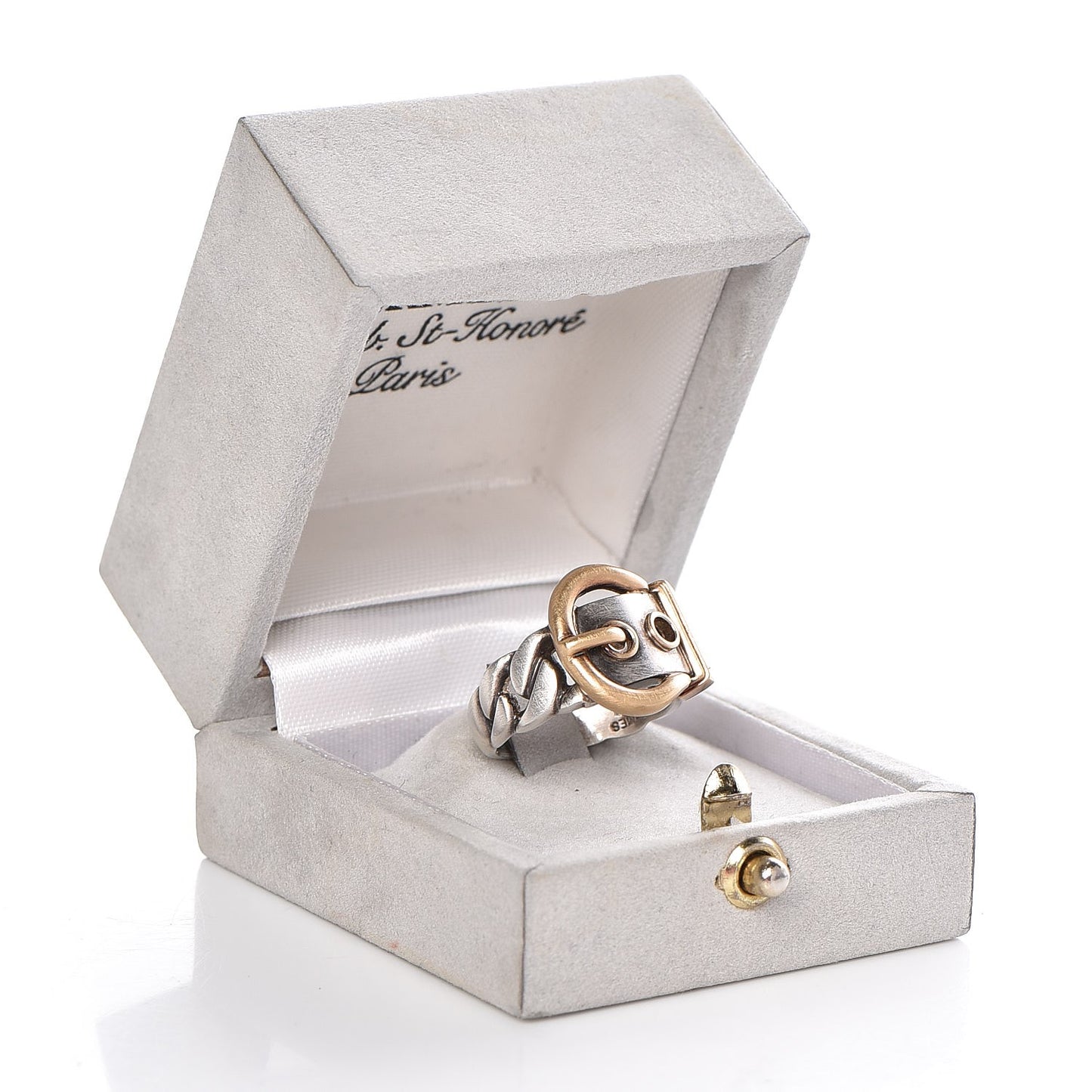 Sterling Silver 18K Yellow Gold Belt Buckle Ring 53 6.25