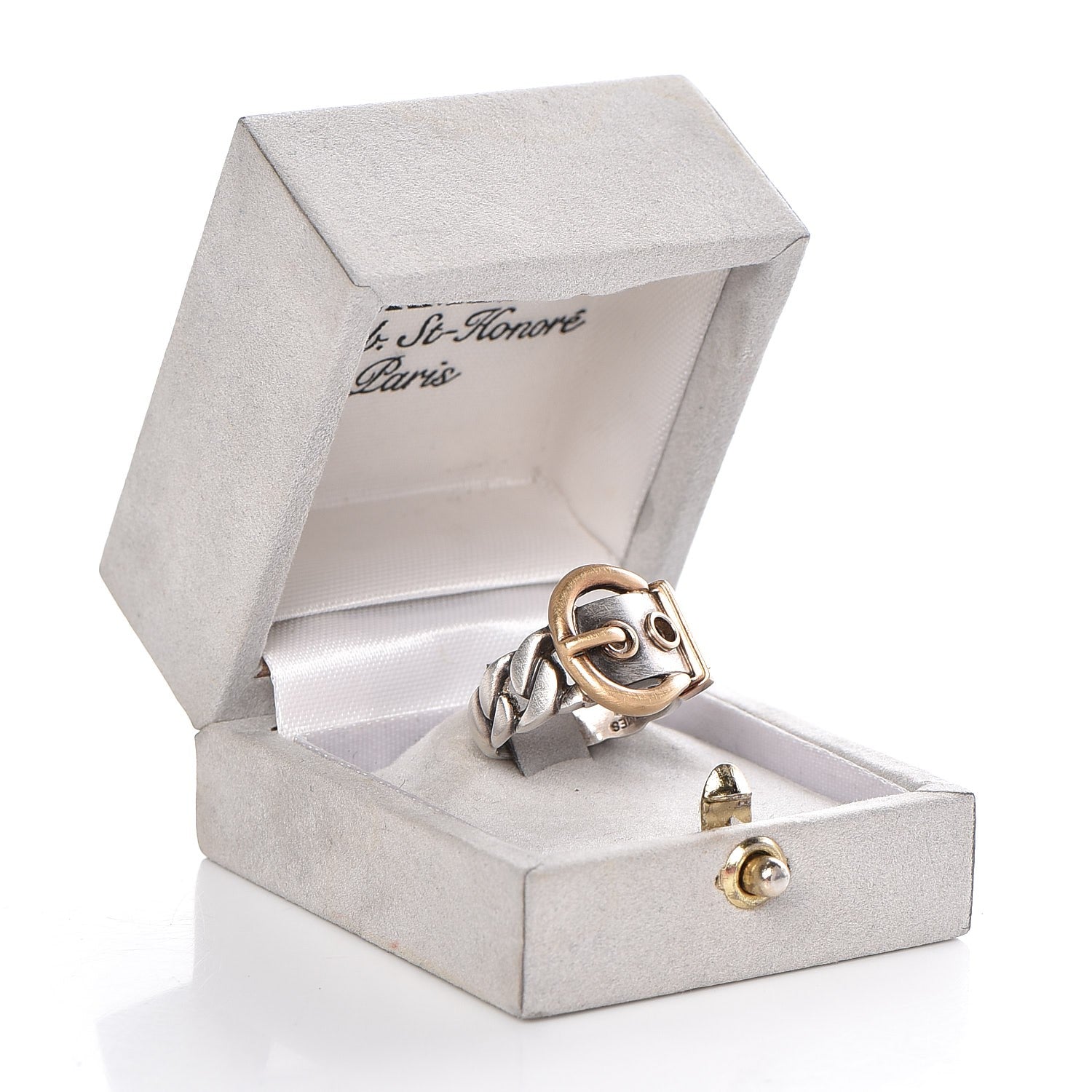 Hermes Sterling Silver 18K Yellow Gold Belt Buckle Ring 53 6.25 5 of 5