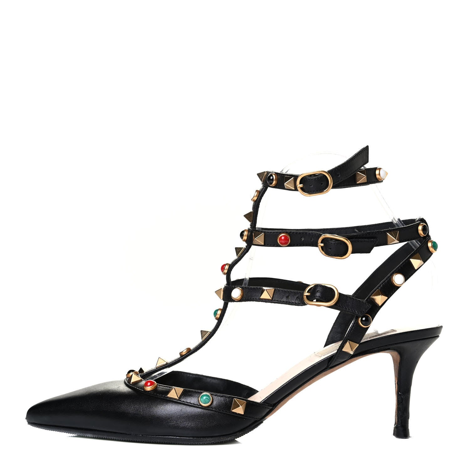 Valentino Garavani Nappa Rockstud Rolling Ankle Strap 65mm Pumps 39.5 Black 1 of 6