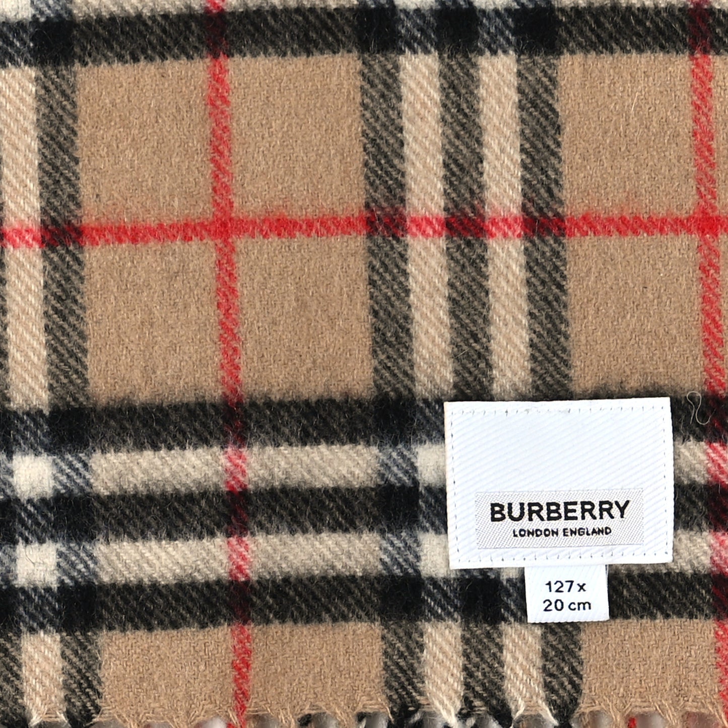 Cashmere Check Fringe Scarf Archive Beige