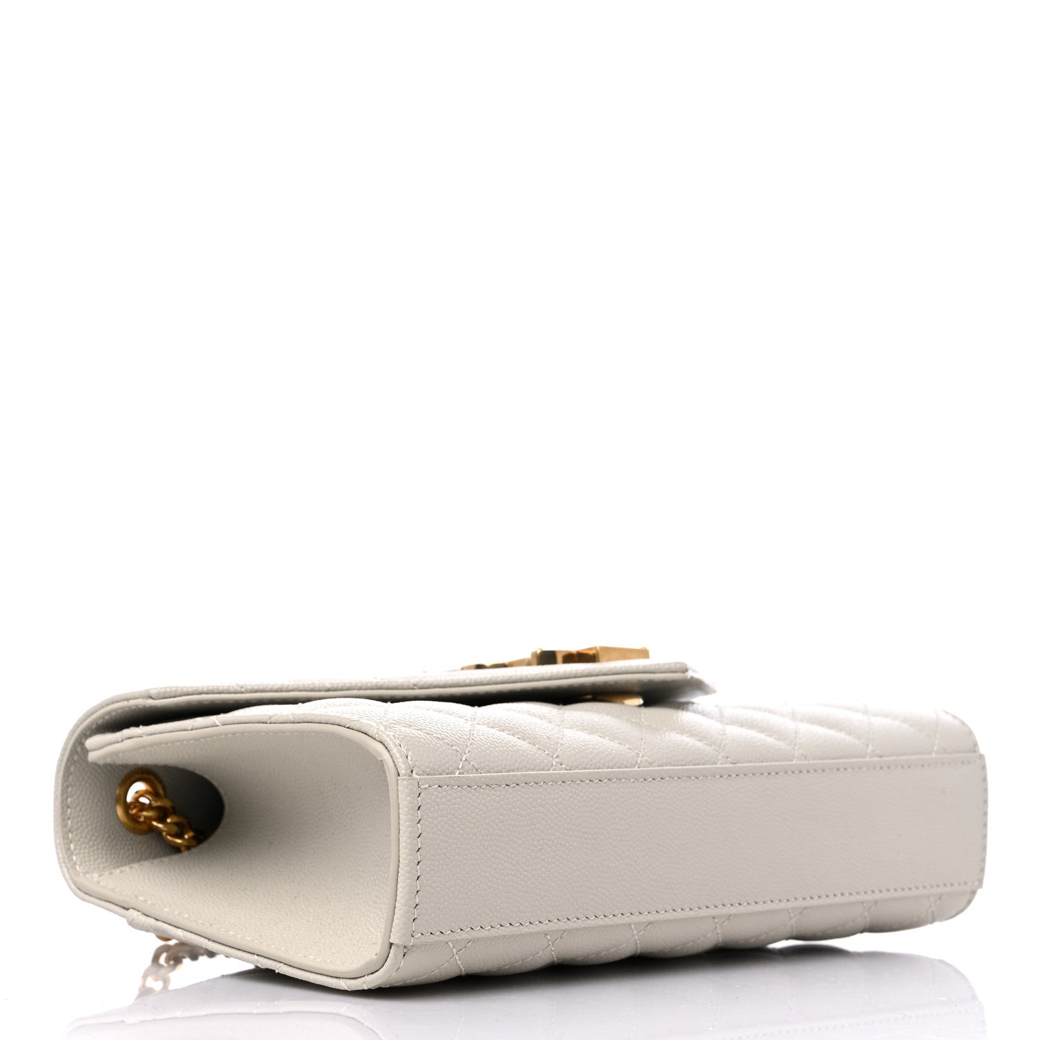 Saint Laurent Grain De Poudre Textured Mixed Matelasse Triquilt Small Monogram Satchel Blanc Vintage 3 of 8