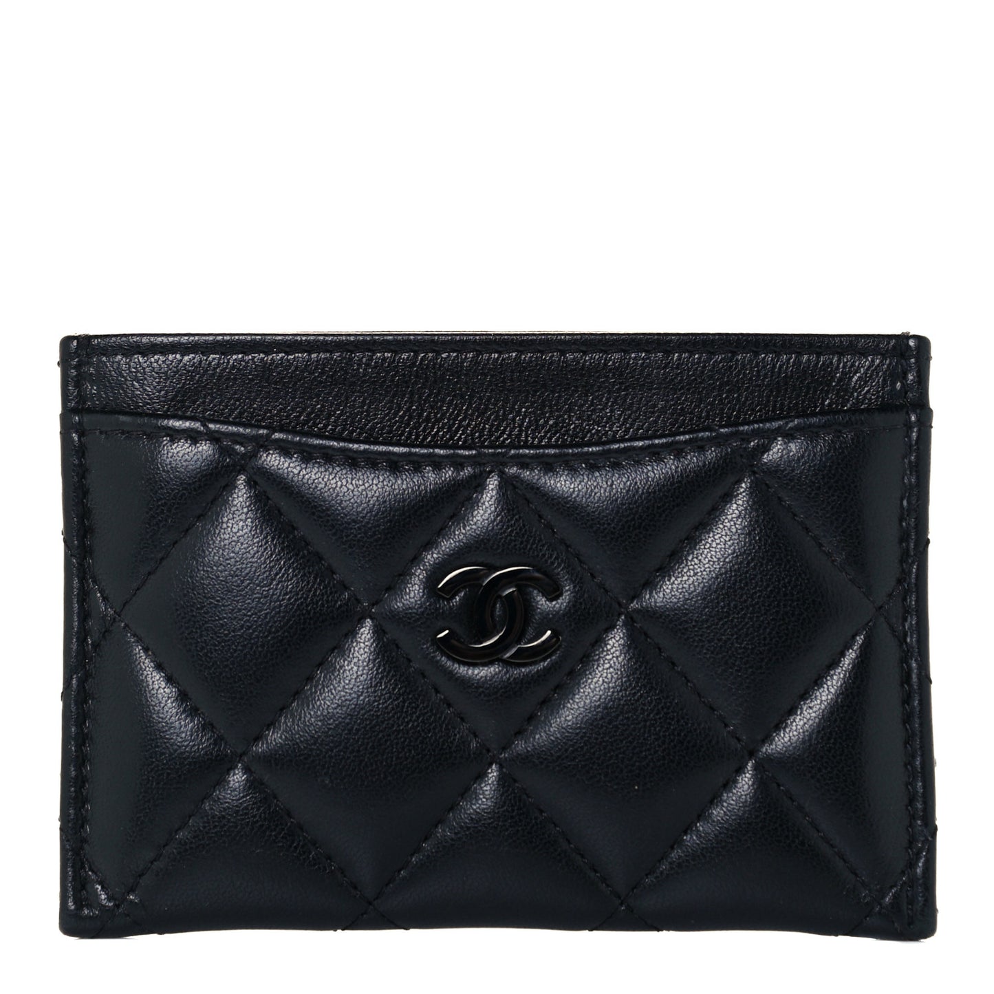 Lambskin Quilted Card Holder So Black