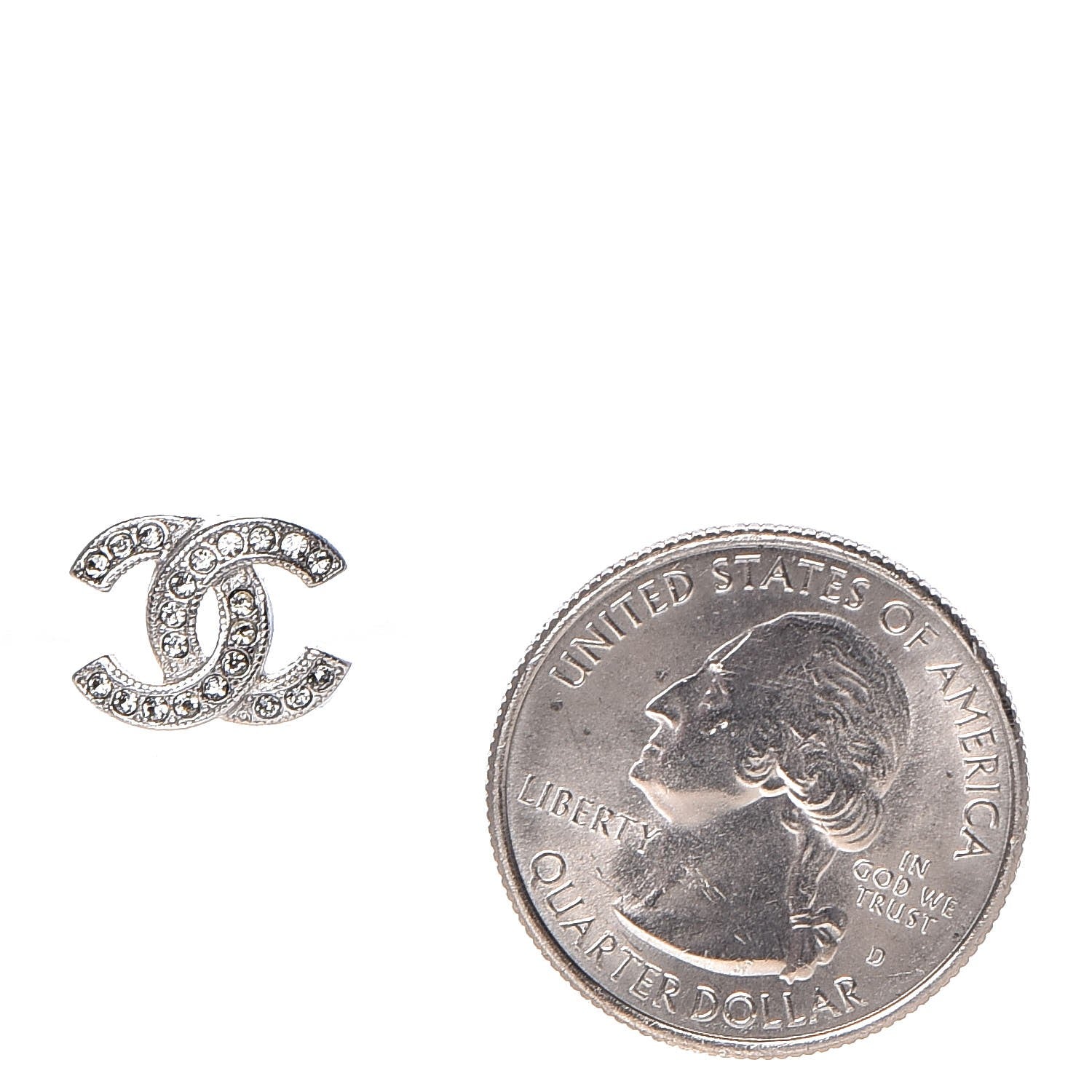 Chanel Crystal Mini CC Earrings Silver 2 of 6