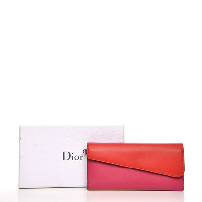 Christian Dior Smooth Calfskin Bi-Color Diorissimo Long Wallet Pink Red 8 of 8