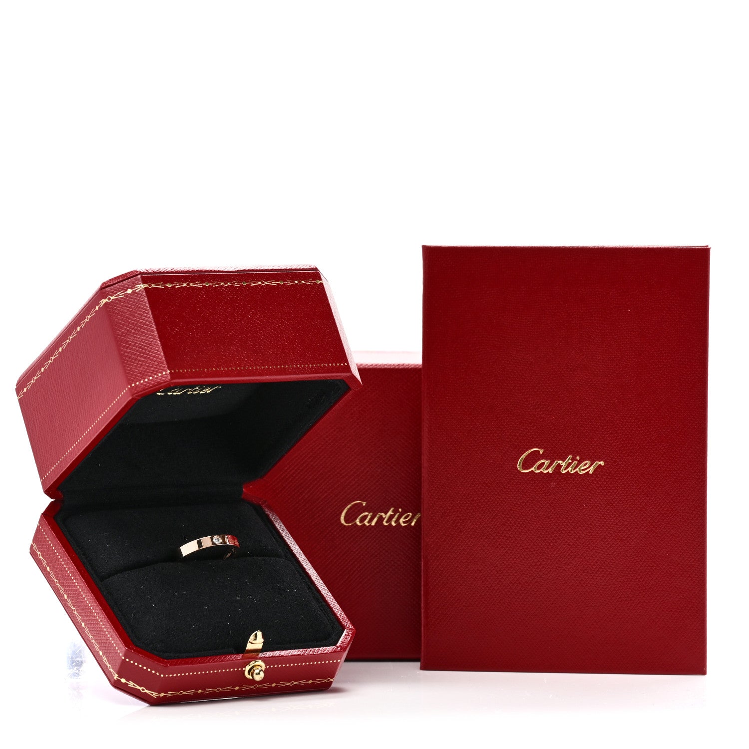 Cartier 18K Pink Gold Diamond 3mm C De Cartier Wedding Band Ring 51 5.75 6 of 6