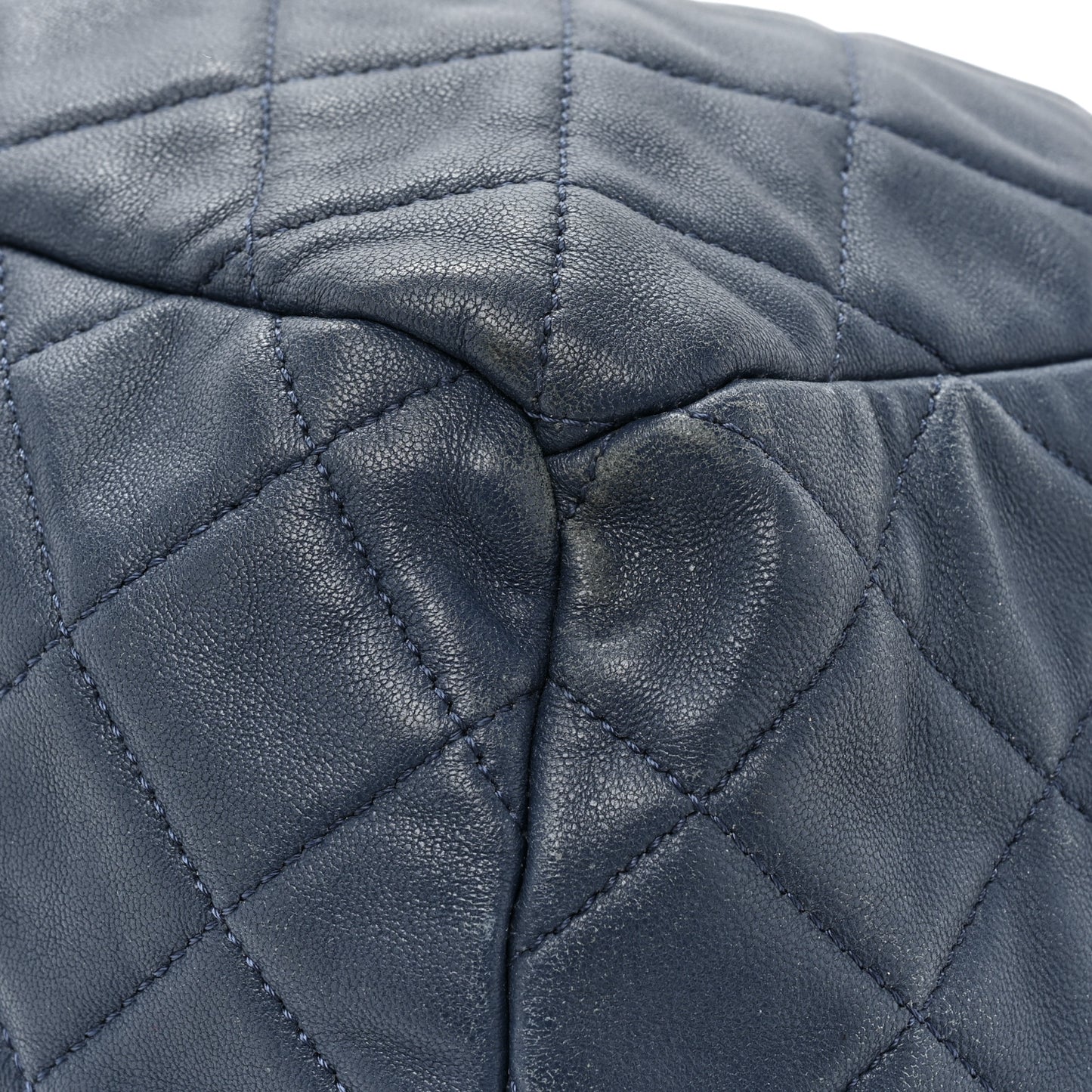 Lambskin Quilted CC Chain Drawstring Tote Blue