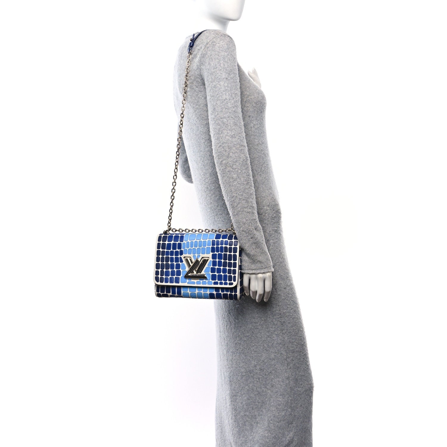 Louis Vuitton Epi Savane Twist Shoulder Bag MM Blue 2 of 11