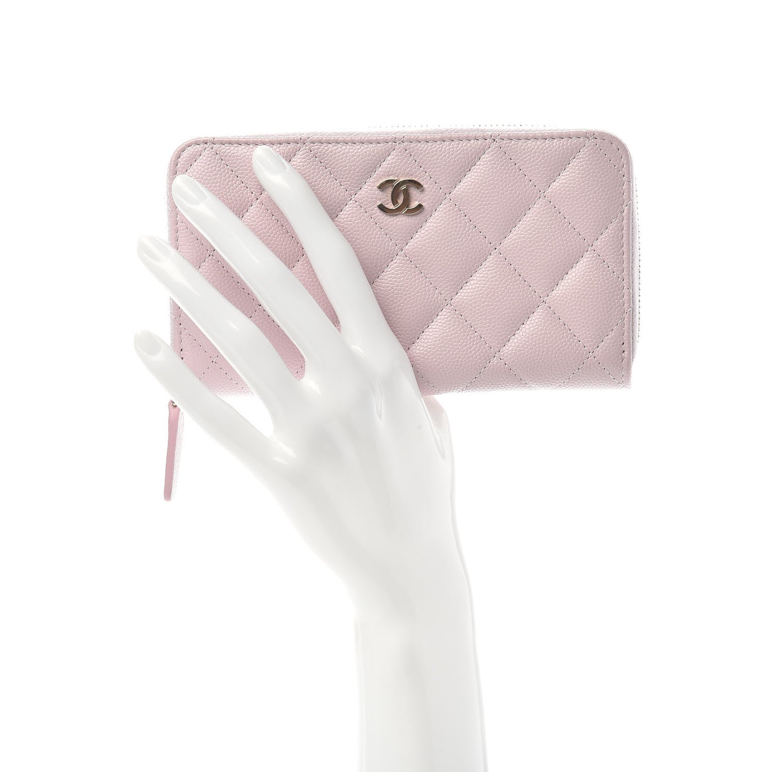 Chanel Caviar Quilted Small Gusset Zip Around Wallet Pink 2 of 9