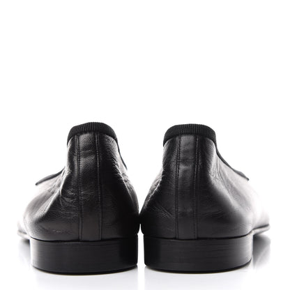 Chanel Lambskin Patent Cap Toe Ballerina Flats 37 Black 7 of 11