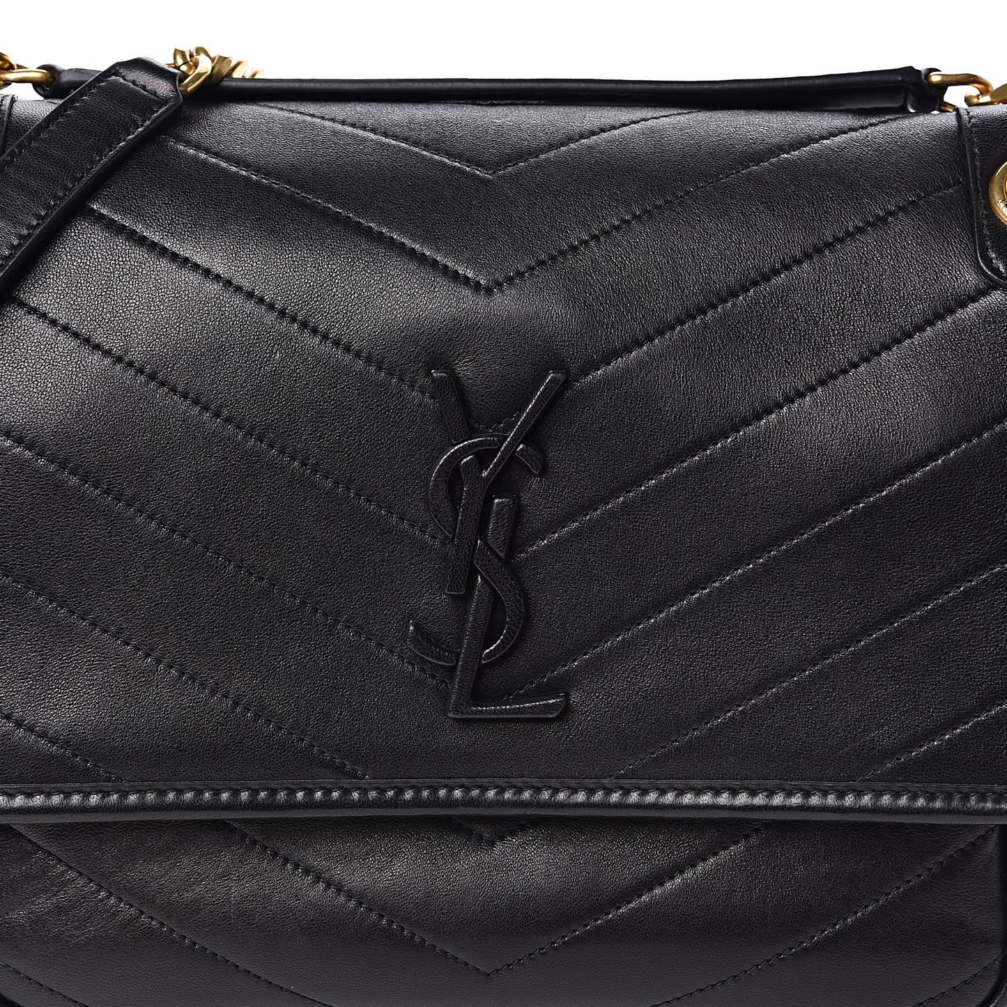 Lambskin Matelasse Monogram Medium Niki Chain Satchel Black