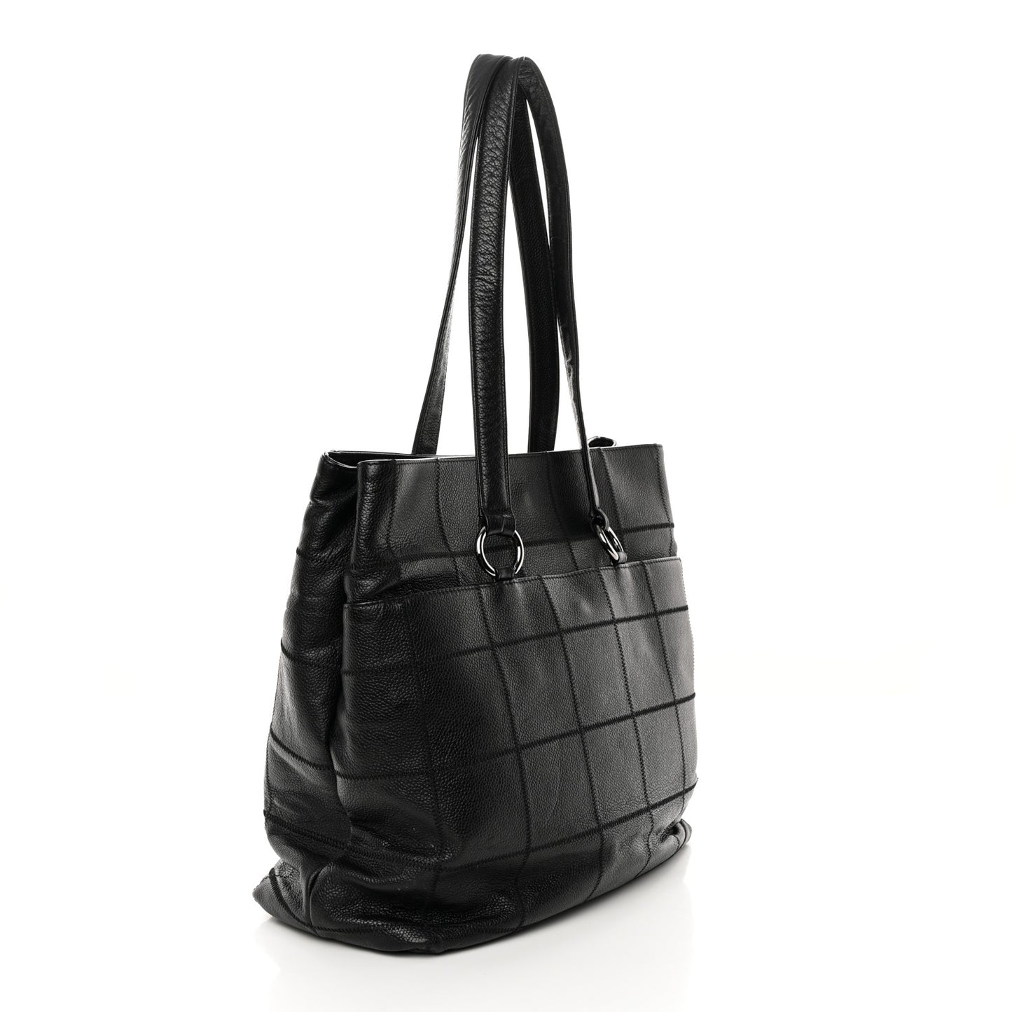 Caviar Square Stitched Large Tote Black