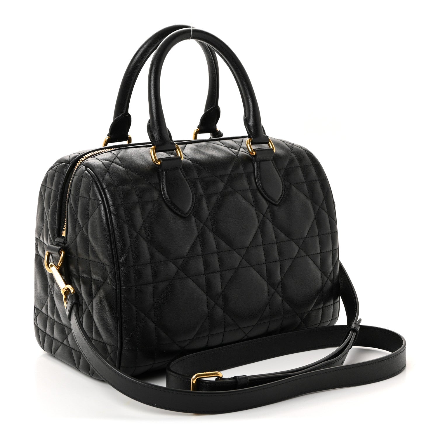 Christian Dior Calfskin Macrocannage Groove 25 Bag Black 3 of 10
