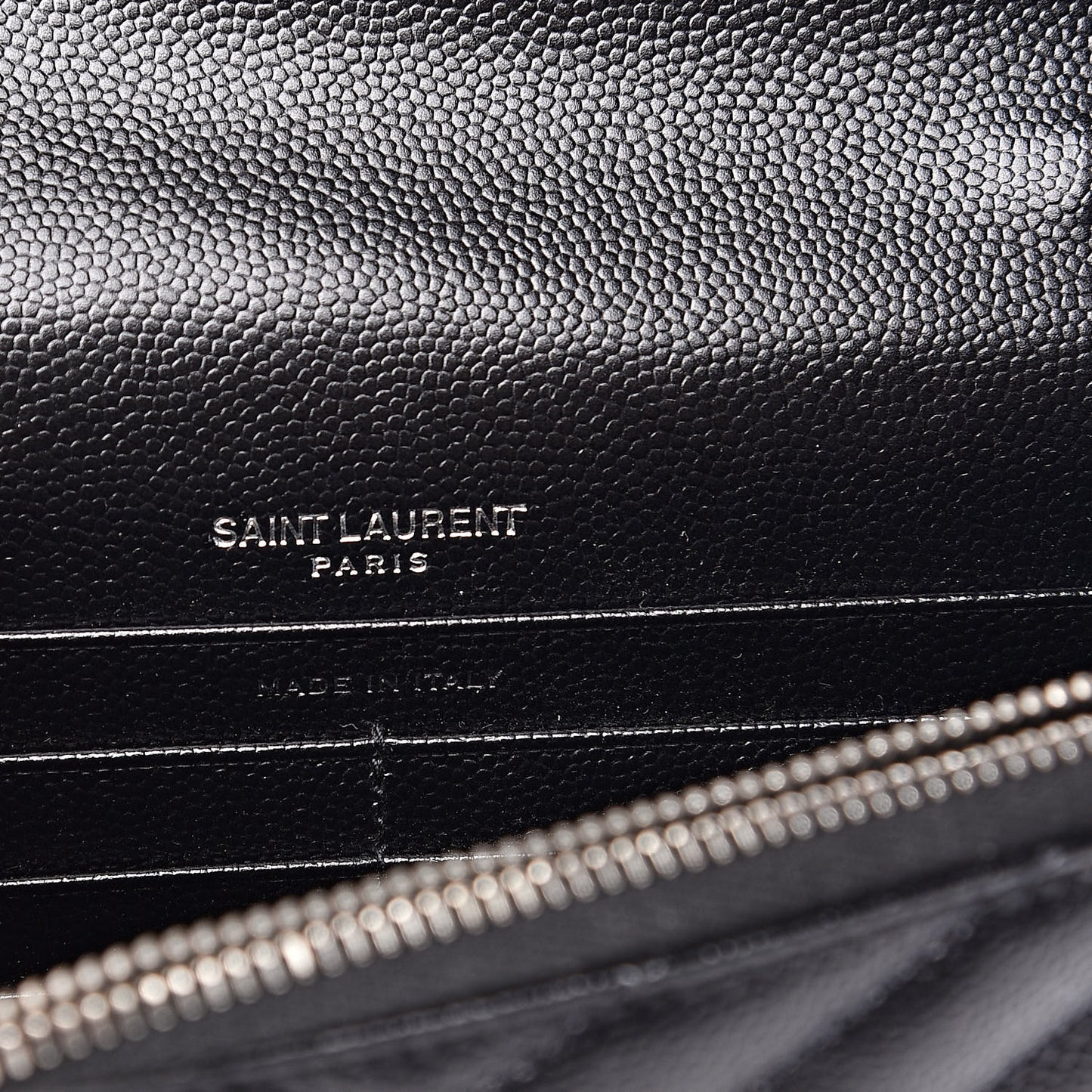 Grain De Poudre Matelasse Chevron Monogram Envelope Chain Wallet Black