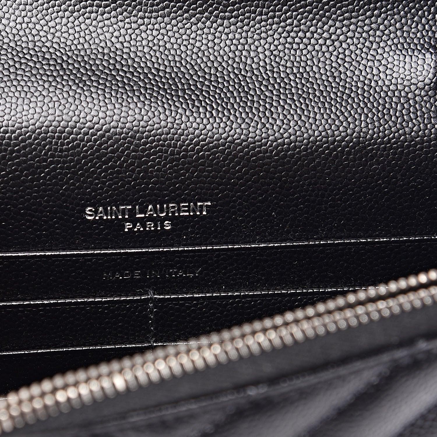 Saint Laurent Grain De Poudre Matelasse Chevron Monogram Envelope Chain Wallet Black 6 of 9
