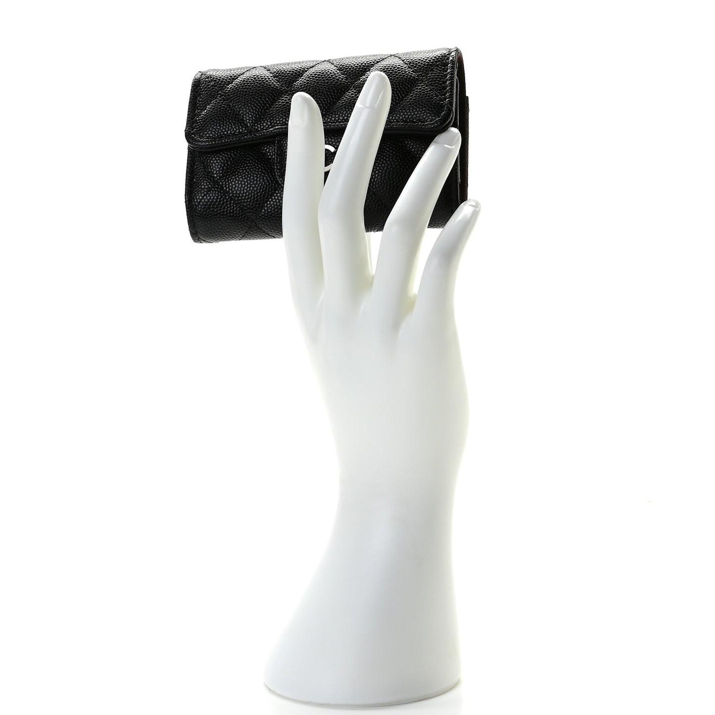 Caviar Quilted Classic 4 Key Holder Wallet Black