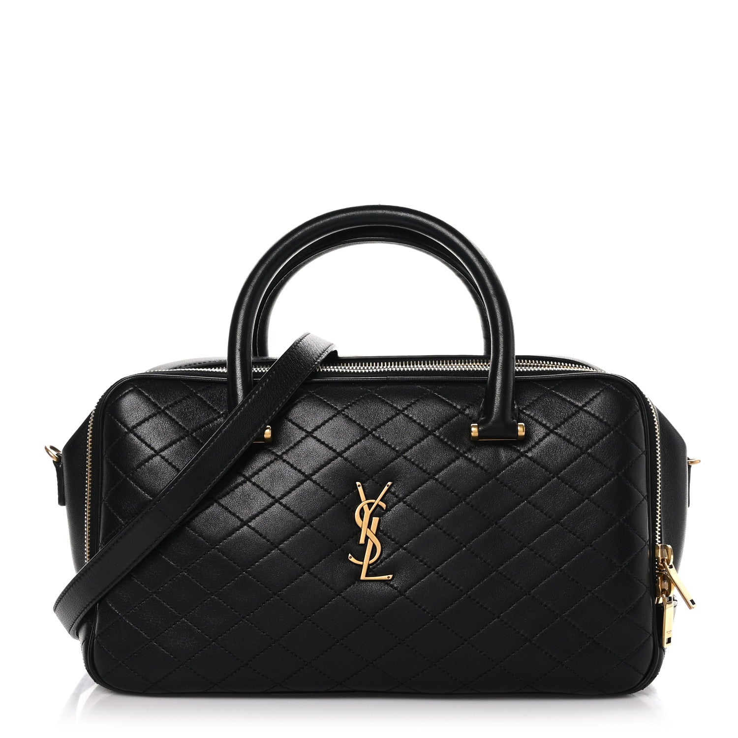 Saint Laurent Lambskin Lyia Quilted Duffle Bag Black 1 of 13