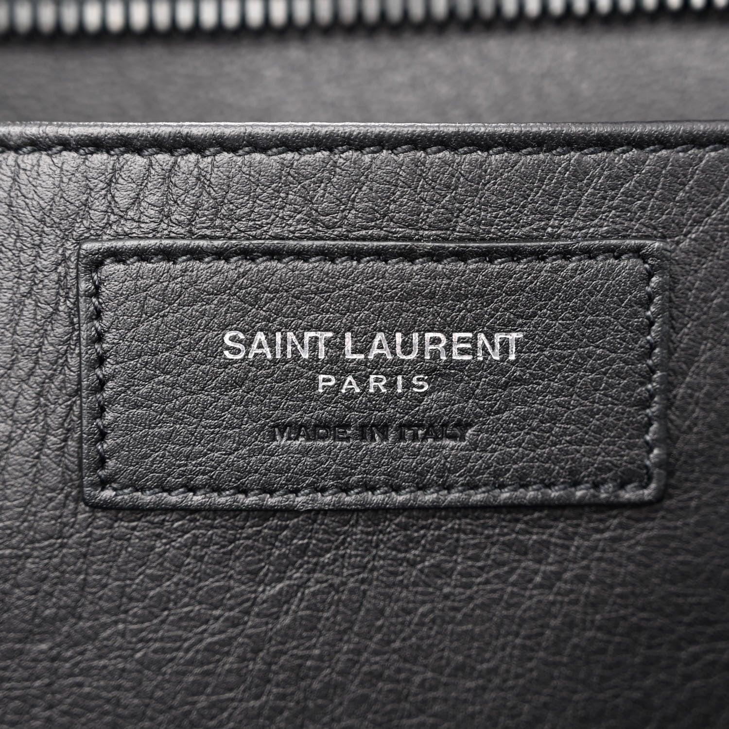 Saint Laurent Smooth Calfskin Crocodile Embossed Baby Monogram Downtown Cabas Black 6 of 12