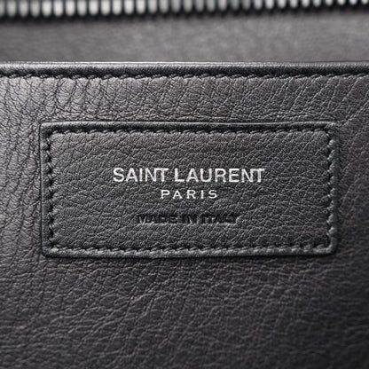 Saint Laurent Smooth Calfskin Crocodile Embossed Baby Monogram Downtown Cabas Black 6 of 12