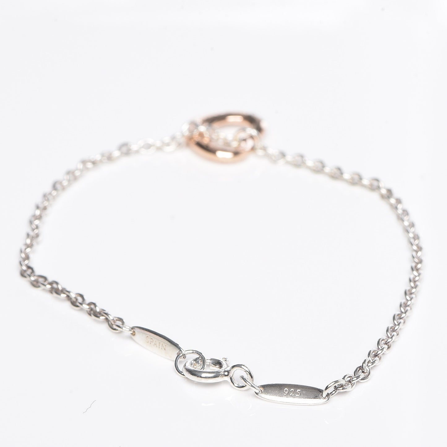 Sterling Silver 18K Rose Gold Elsa Peretti Open Heart Charm Bracelet